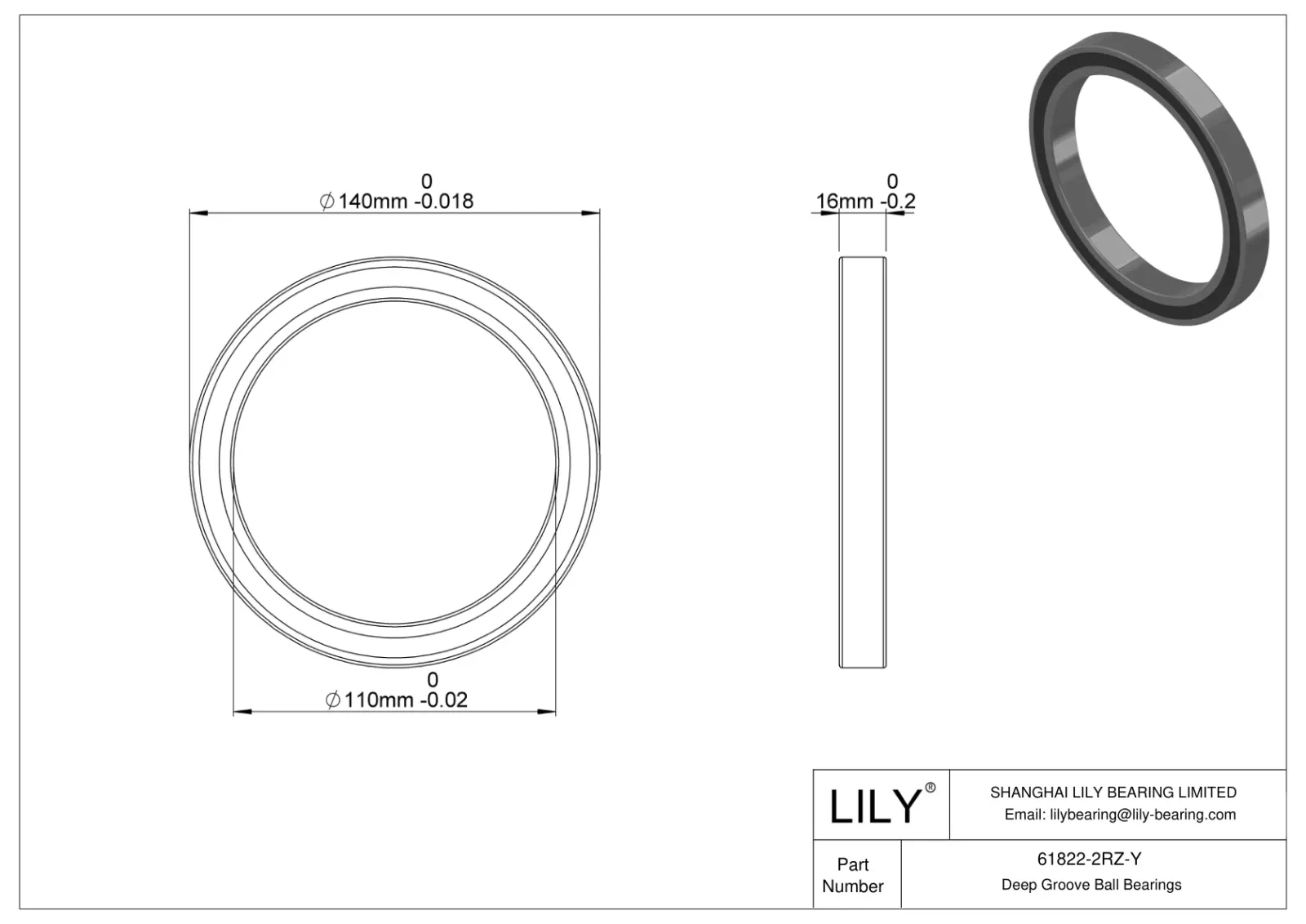 61822-2RZ-Y | High-Temperature Bearing - FAG | LILY Bearing