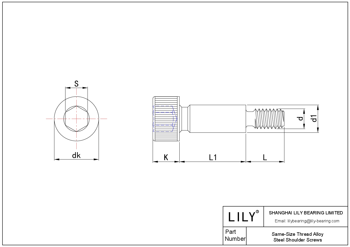 90807A118 Same Size Thread AlloySteel Shoulder Screws LILY Bearing 90807a118-same-size-thread-alloysteel-shoulder-screws-lily-bearing