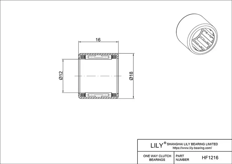 VXB HF1216 One Way Needle Bearing – 12mm X 18mm X 16mm (Pack#7646)