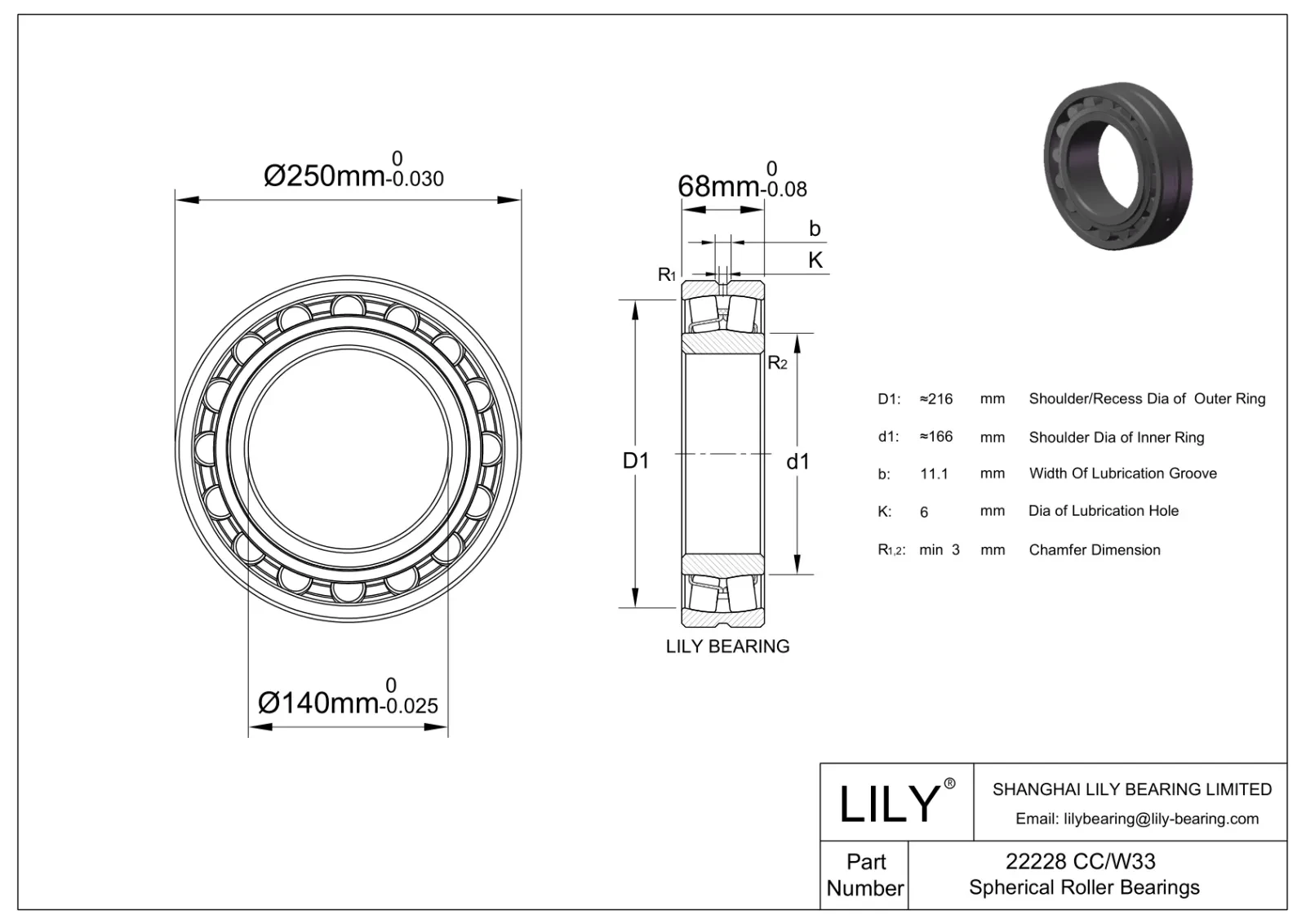 SKF 22228 CC/W33 Spherical Roller Bearing main image 1
